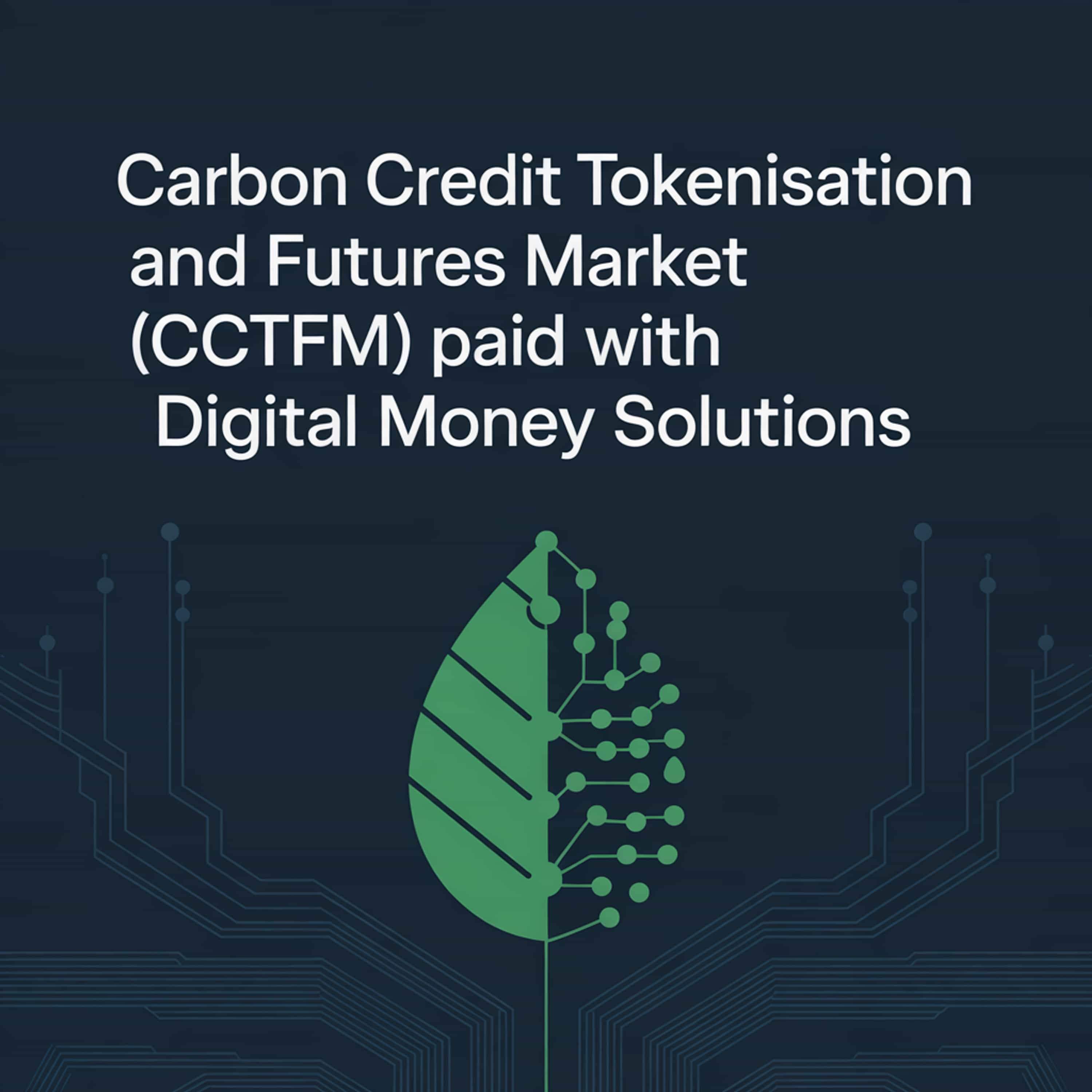 Carbon credit tokenisation and futures market (CCTFM) paid with digital money solutions (Feed Disabled)