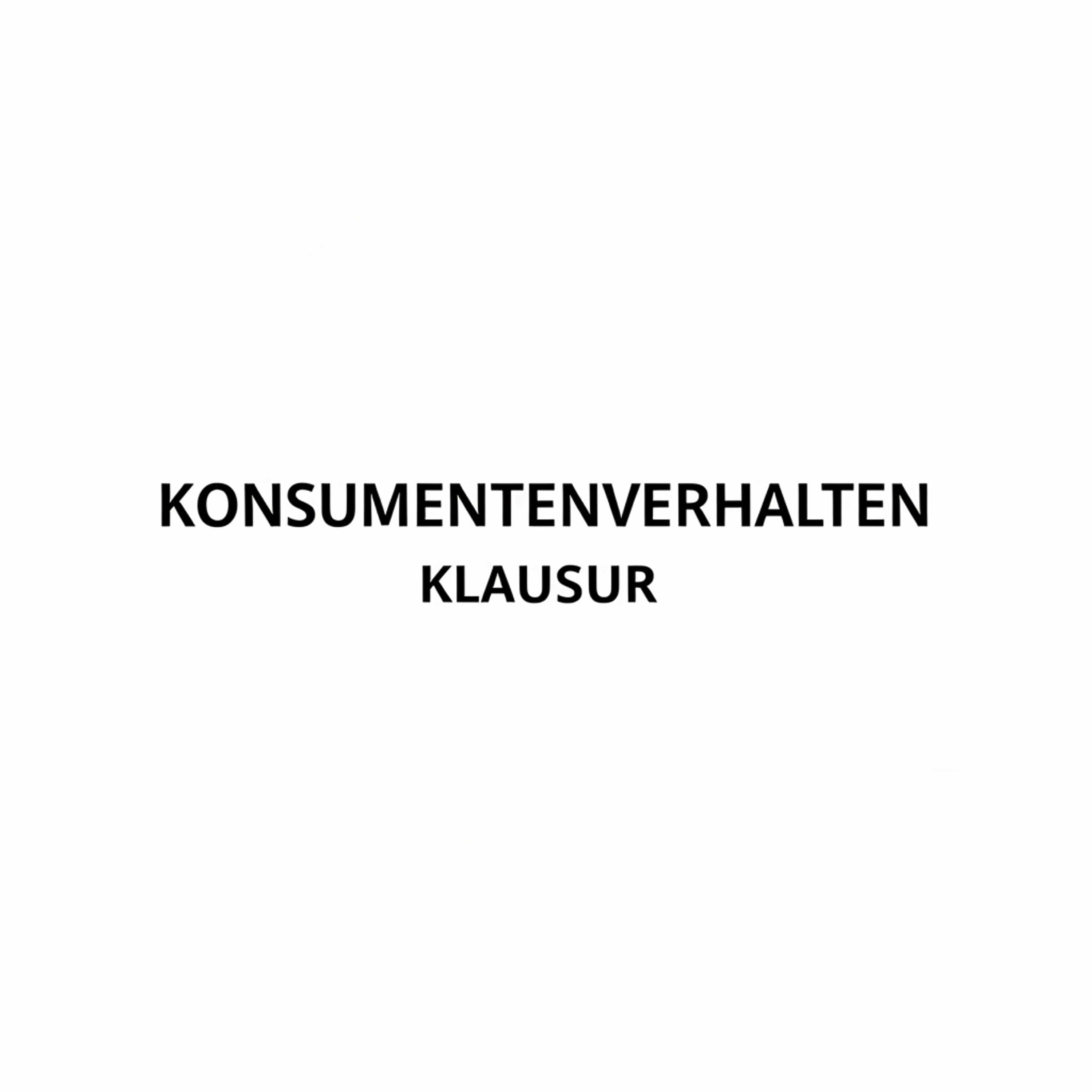Konsumentenverhalten Klausur  (Feed Disabled) cover art